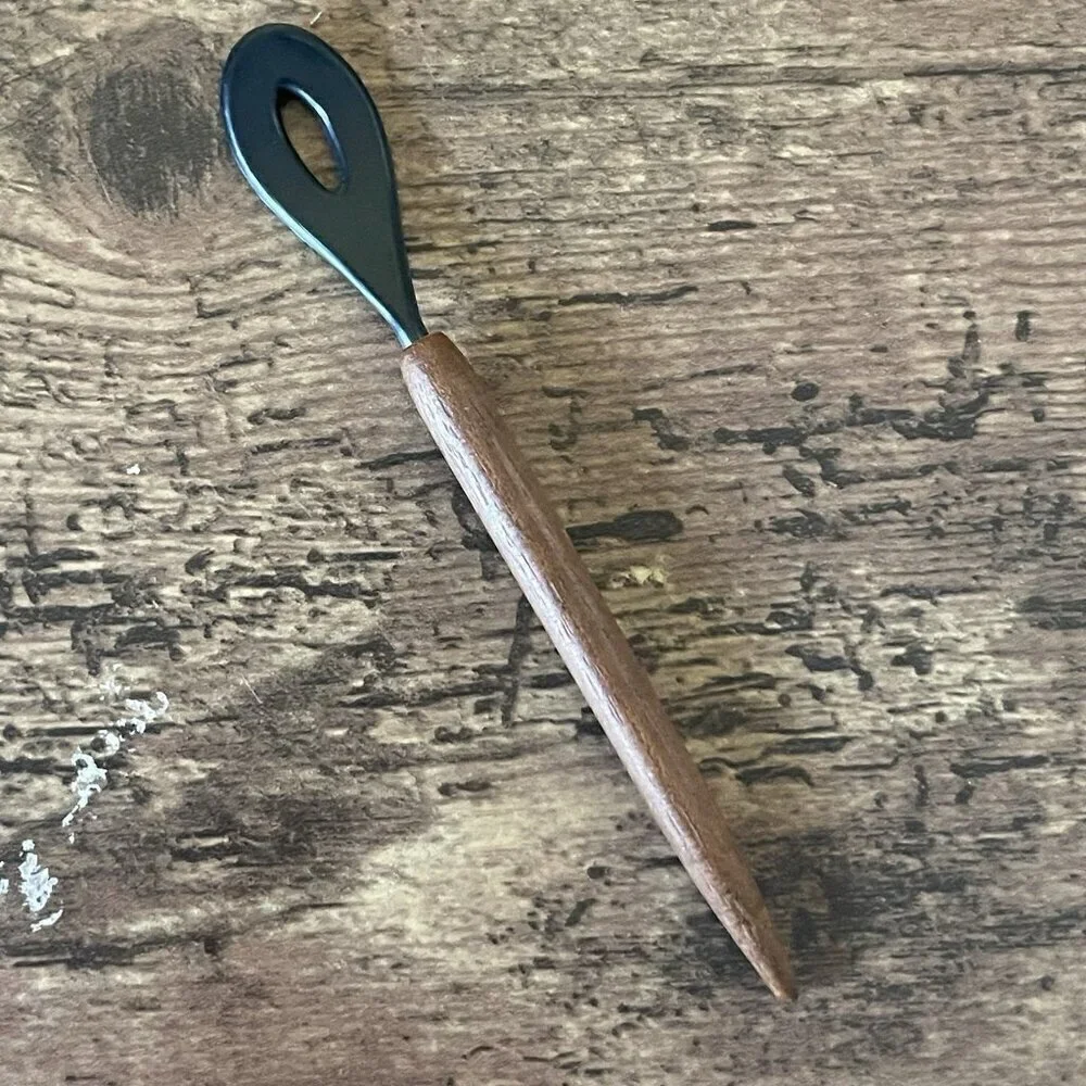 Vintage MCM Danish Teak Wood Handle Cocktail Sauce Relish Spoon Fork Set of 4